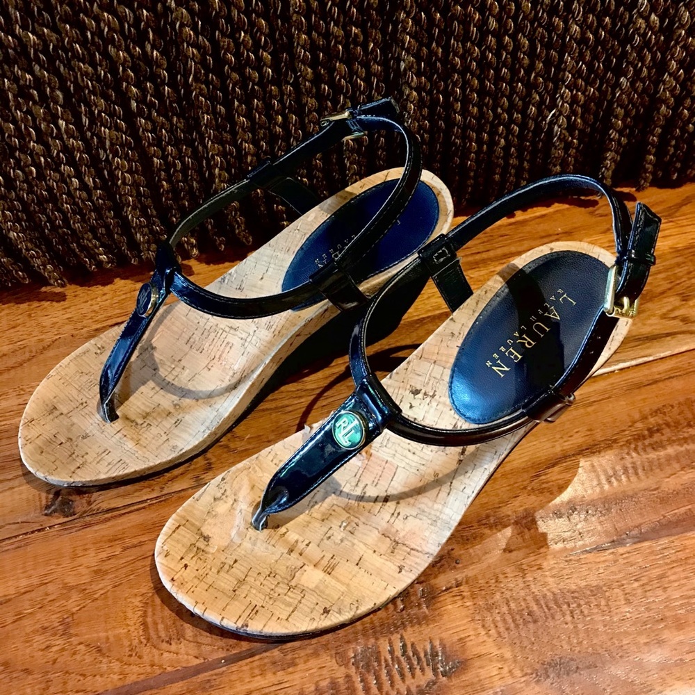 Ralph Lauren Wedge Sandals - Navy